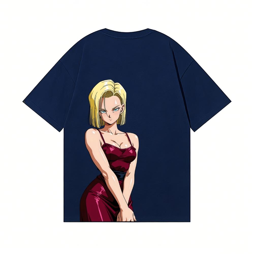 Dragon Ball Android 18 Back Art Cotton Tee High-quality Streetwear Is Suitable for Both Men and Women Summer T-shirts