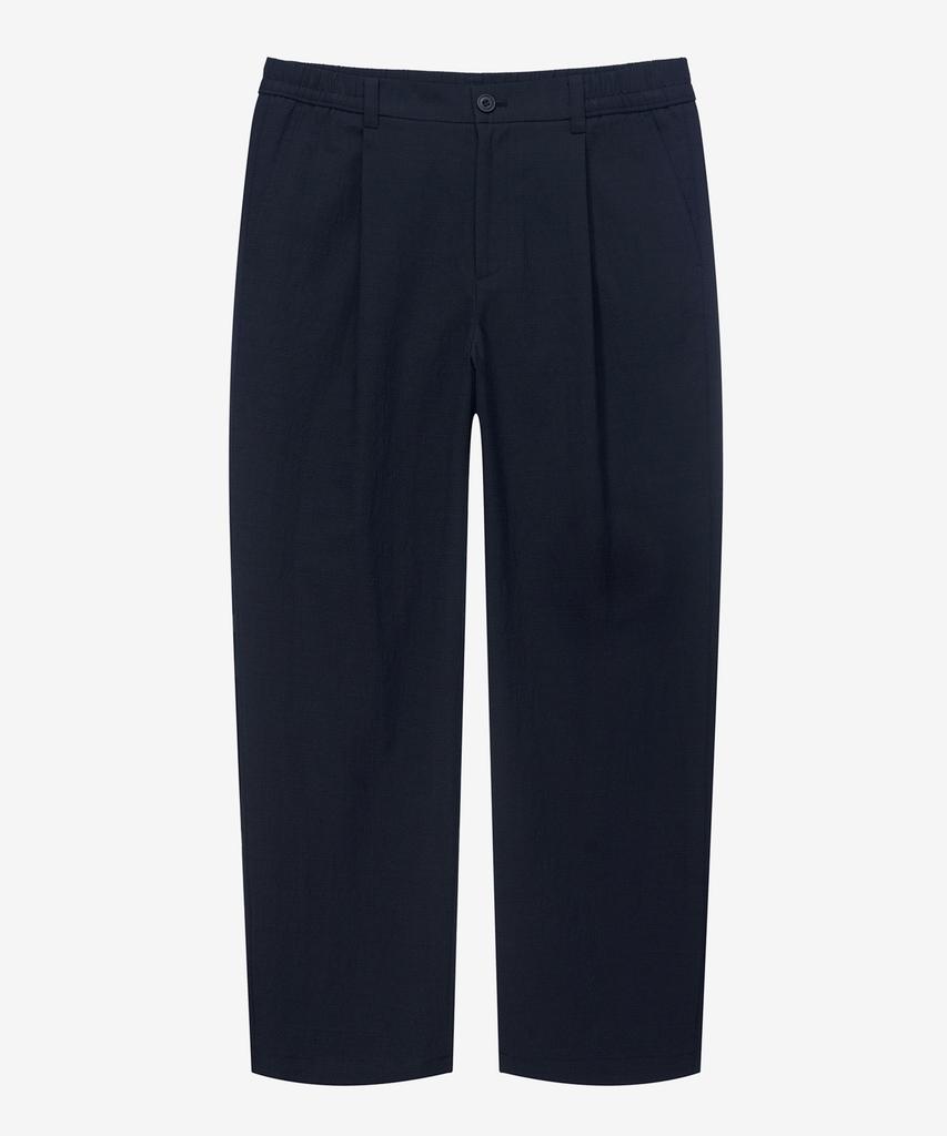 MINDBRIDGE [Couture] One-Puck Relaxed Fit Check Texture Seersucker Elastic Waist Pants