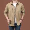 Spring and Autumn Men's Loose Work Shirt Casual Comfort Long Sleeve Cotton Middle-aged Shirt Men's Shirt