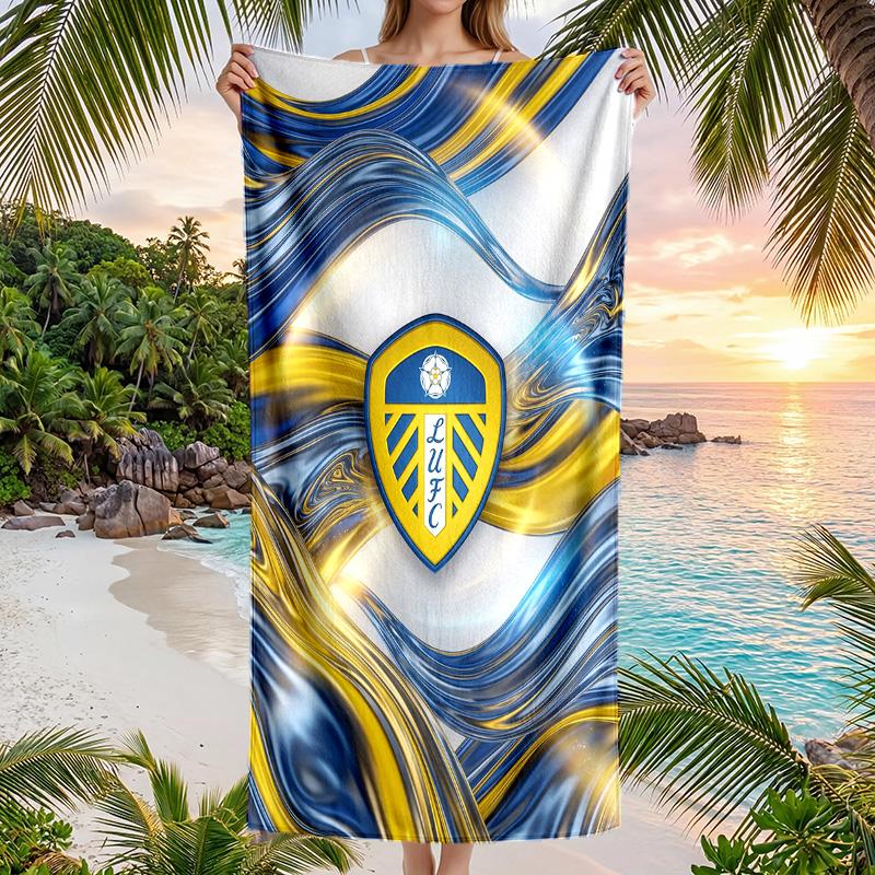 Leeds United Fußball Strandtuch Weiches Mikrofaser Sommerhandtuch Schnelltrocknendes Saugfähiges Handtuch für Strand Schwimmbad Reisen