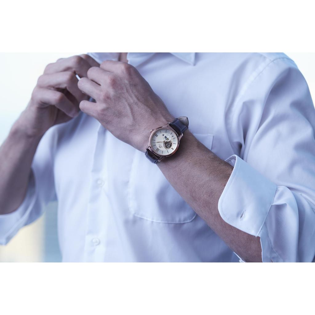 Orient Автоматичний чоловічий годинник SUN & MOON із фазою місяця, класичним сріблясто-білим циферблатом, механічним; Гарантія виробника включена