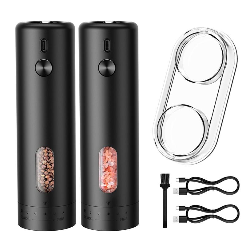 CYCLI-Electric Salt And Pepper Grinder Set - USB Rechargeable Automatic Salt And Pepper Mill, Salt And Pepper Shakers Set чёрный