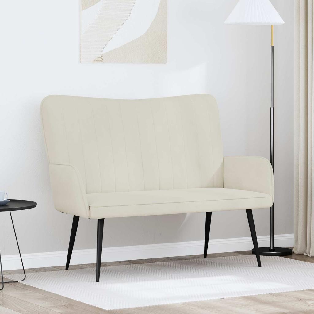 2 Seater Sofa Cream 115 x 61 x 87 cm Velvet (V)
