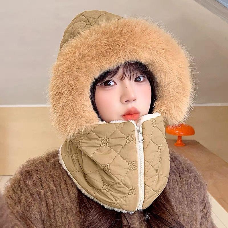 Women's Versatile Solid Color Thickened Fu Ear Protection Warm Hat, Comfortable Coldproof and Windproof Warm Hat