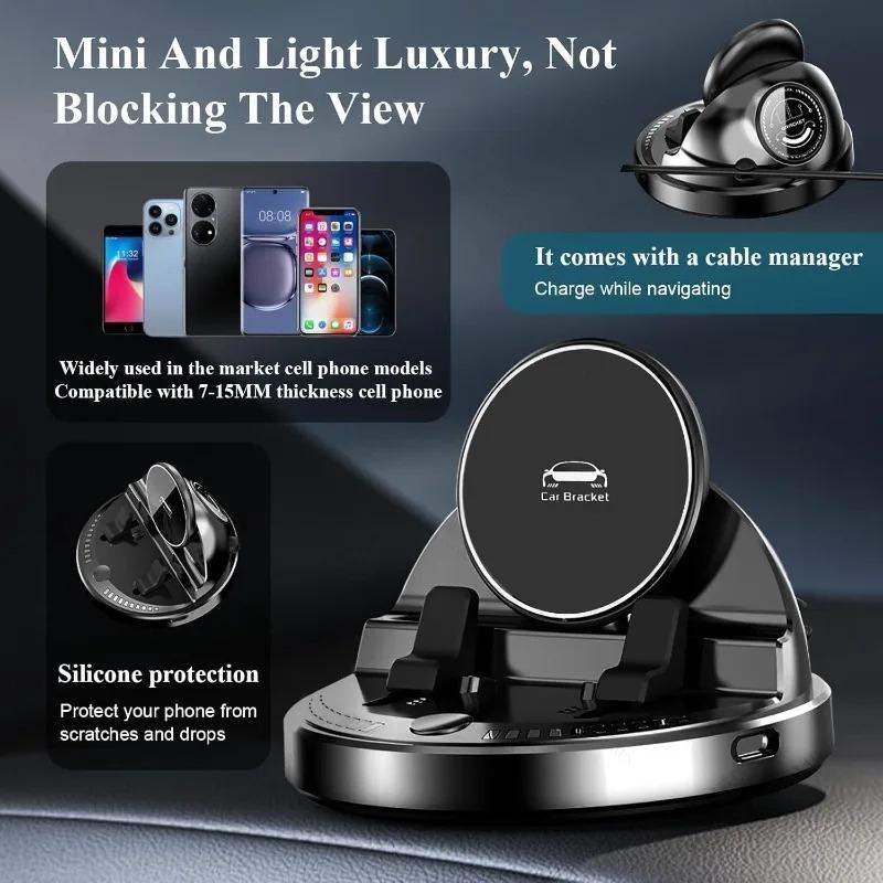 Car Phone Holder Wireless Charging Dashboard Auto Phone Bracket Support 360 Rotatable for In Car Cell Phone Holder Stand