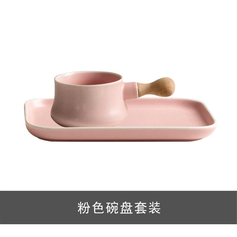 Japanese Breakfast Plate Creative One Person Food Ceramic Bowl Plate Household Handle Bowl Sweet Bowl Western Plate Tableware Set