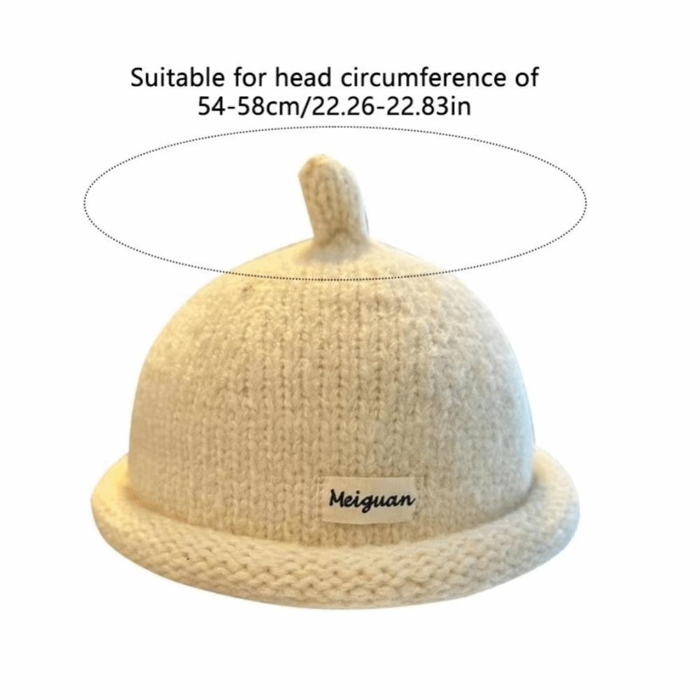 Solid Color Knitted Hat Turned-up Brim Melon-shaped Hat Minimalist Beanie Hat
