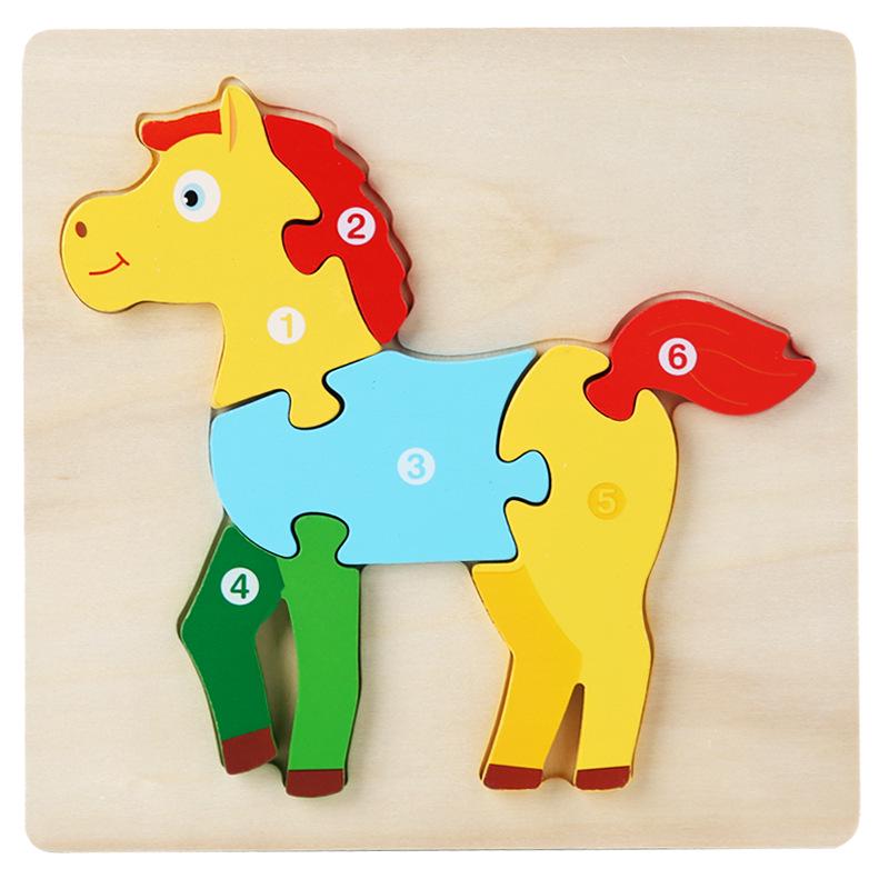 Wooden Traffic Animal Puzzle Blocks - Educational Early Learning Toy for Children and Babies