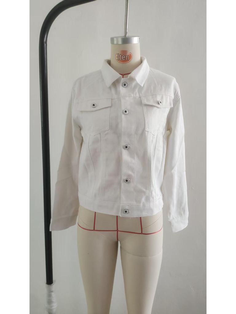 2025 Slim Fit Women's Denim Bomber Jacket with Turn-Down Collar and Pockets