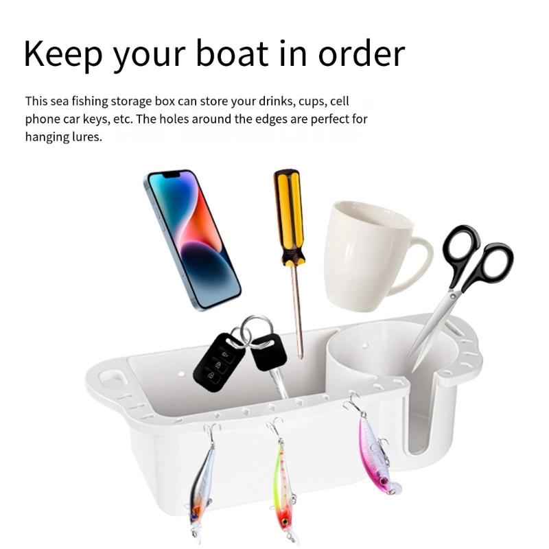 Multifunctional Boat Organizer Box for Drinks Gadgets Pliers and More Fishing Enthusiasts with Convenient Hanging Holes