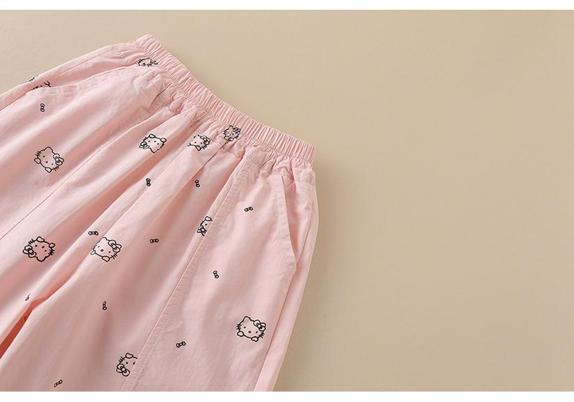 Summer 2026 Girls' Mosquito Repellent Cat Print Casual Pants