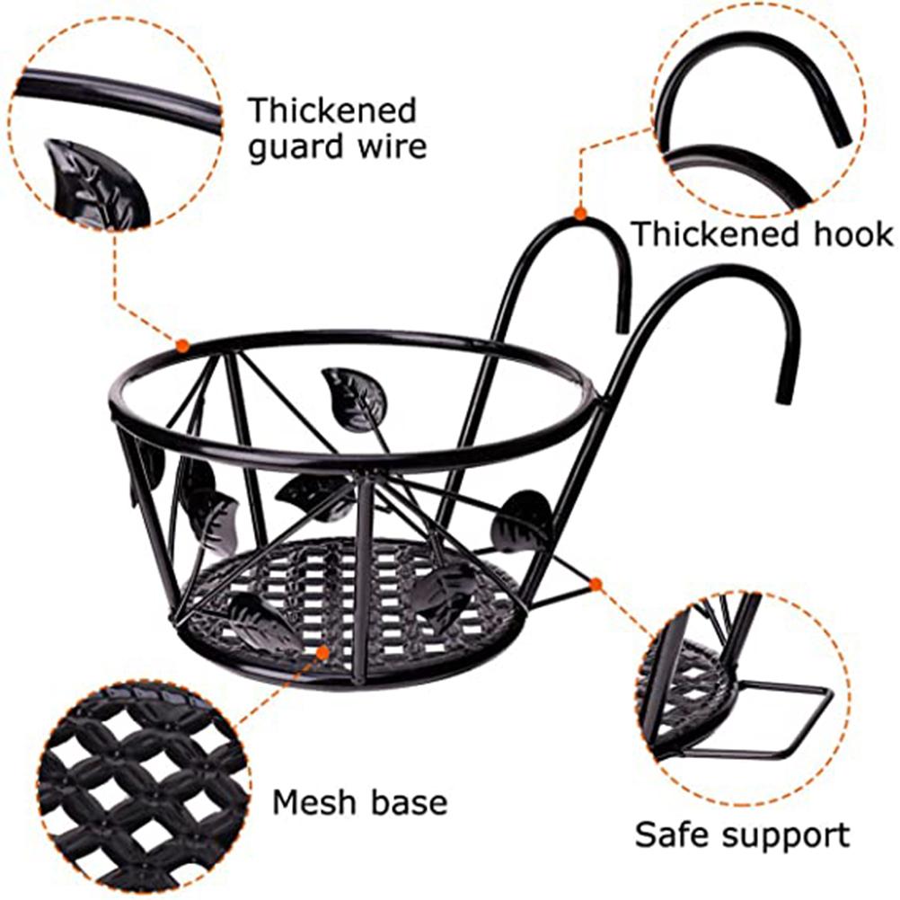 Uchwyt na doniczkę z drutu żelaznego, uchwyt na balkon, półka ekspozycyjna, uchwyt na kwiaty do ogrodu