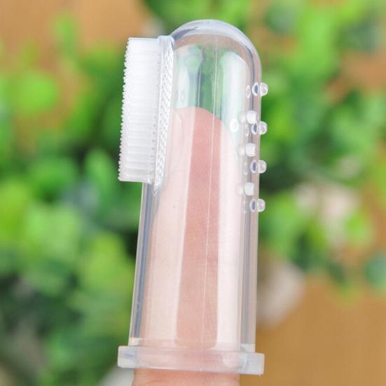2Pcs Baby Infant Toothbrush Silicone Finger Cot Cover Tongue Cleaning Brush
