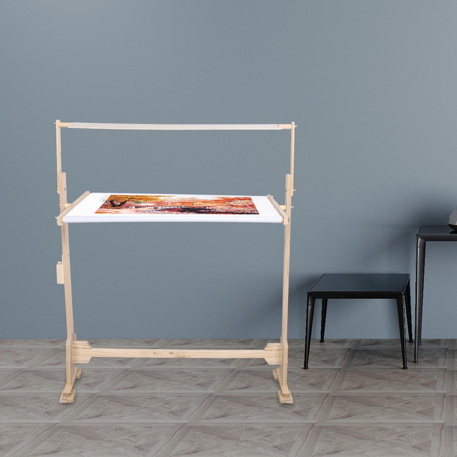 

Large Adjustable Floor Standing Embroidery Stand - Modern Wooden Embroidery Frame Holder W/ 5 Height Settings(22.05lbs Capacity)