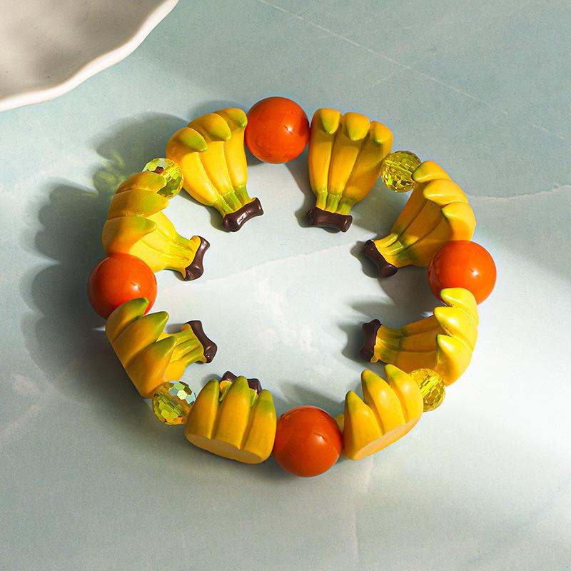 Braccialetto con Perline in Resina Design Frutta e Verdura Simulati Gioielli alla Moda Dopamina Bohemien per Ragazze Adolescenti Regalo