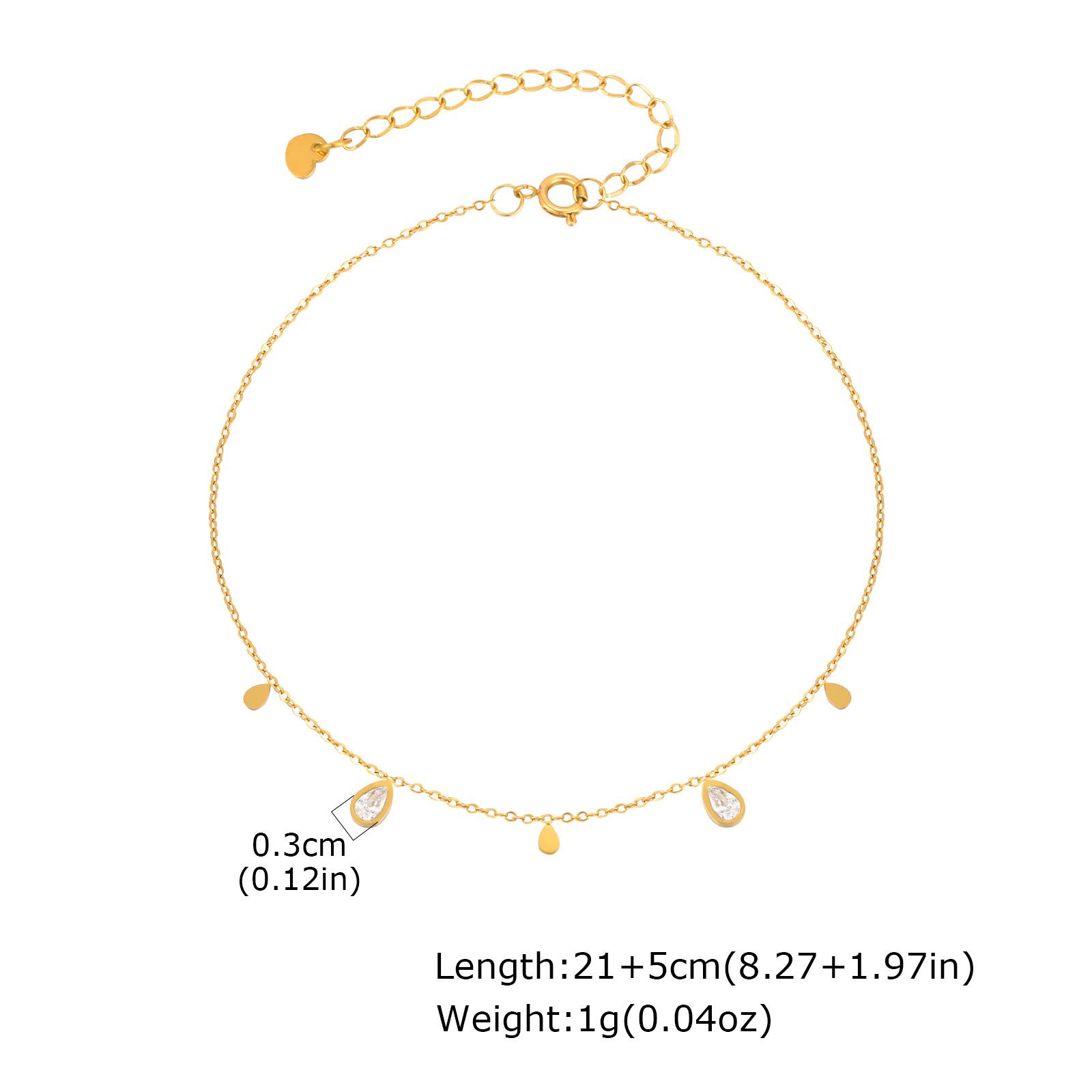 

Stainless Steel Water Drop Zircon Anklet for Women Girl, Gold Color Simple Foot Chain Ankle Bracelet Jewelry Summer Accessories