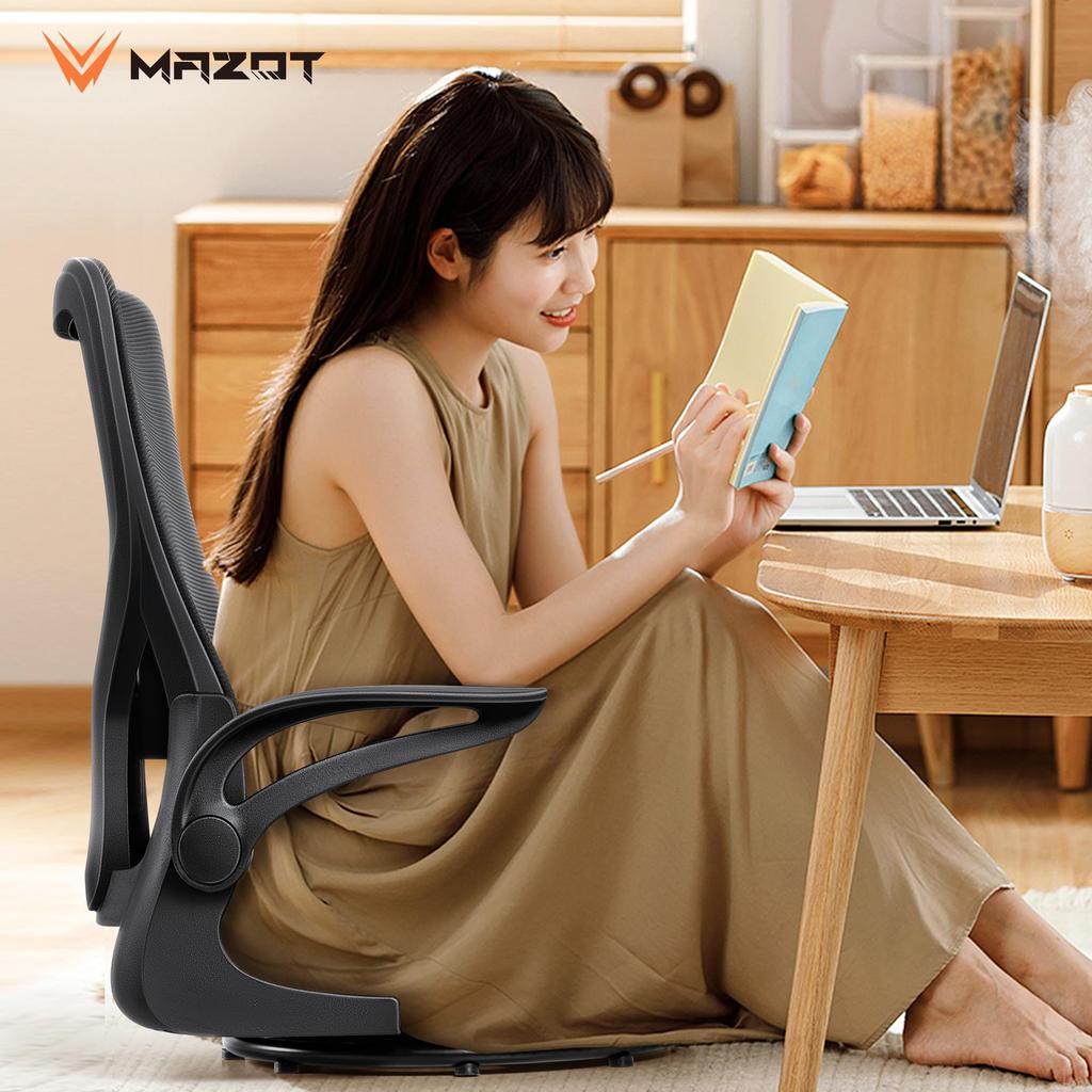 MAZOT Seat Swivel 360 Degree No Tire Desk No Breathable Japanese Style Office Lower Back Pain Easy Assembly in 10 Black Chair, Chair, Rotation, Chair,