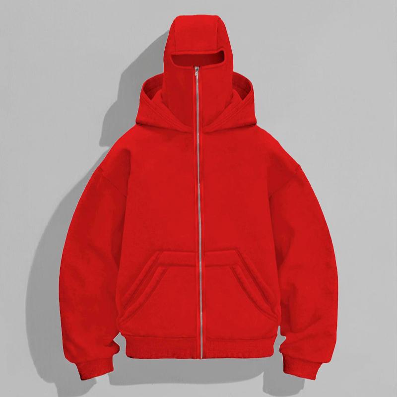 European and American style autumn and winter casual fashion men's and women's double hat and double pocket design with printed hoodie