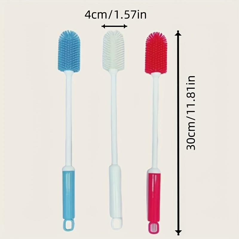 1pc Long Handle Cleaning Brush - Heavy-Duty, Non-Slip Grip for Narrow Bottles, Wine, Beer, Thermos,Sports - Kitchen, Bar,Party - Durable Plastic Brush