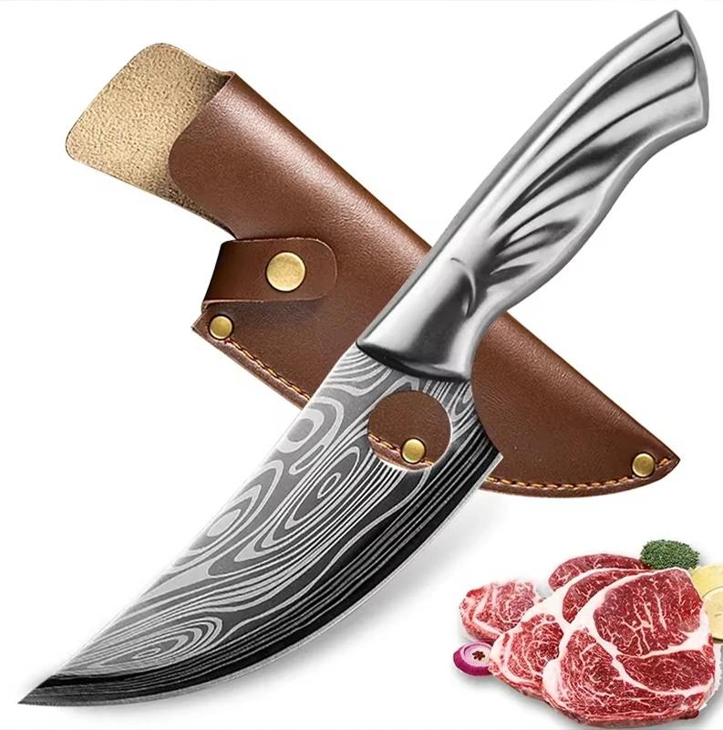 WXCOO Hand-Forged Knife with Sheath Utility Knife Kitchen Meat Cutting Fruit Slicing Pig Fish Cleaver Kitchen Accessories