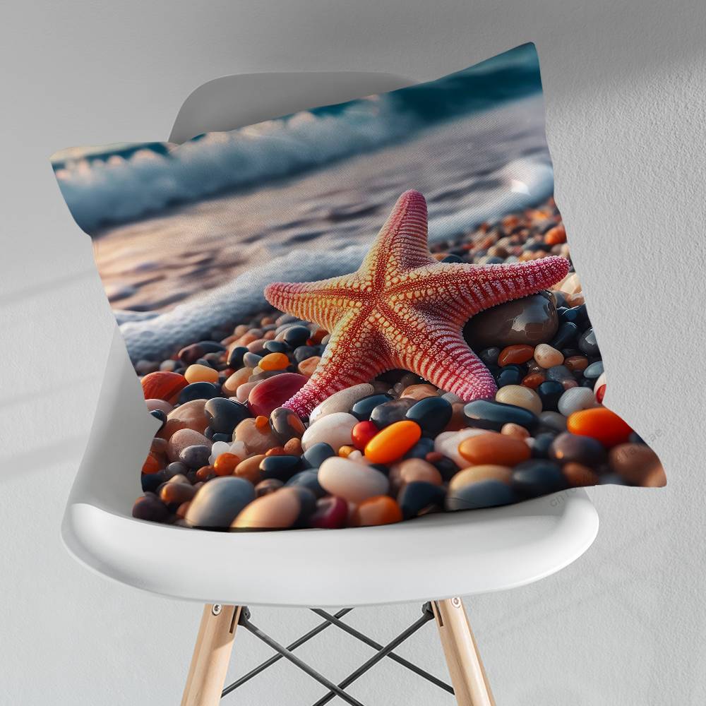 Sunset Beach Shells Starfish Pillow Case For 30x30cm45x45cm55x55cm For Home Bedroom Decoration And Protector