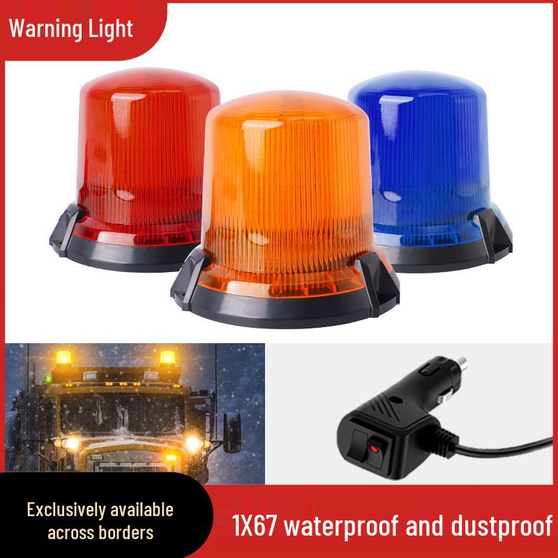 LED Warning Strobe Light: Round, Magnetic Mount, Car Charger, Ideal for Forklifts & School Bus Traffic Safety