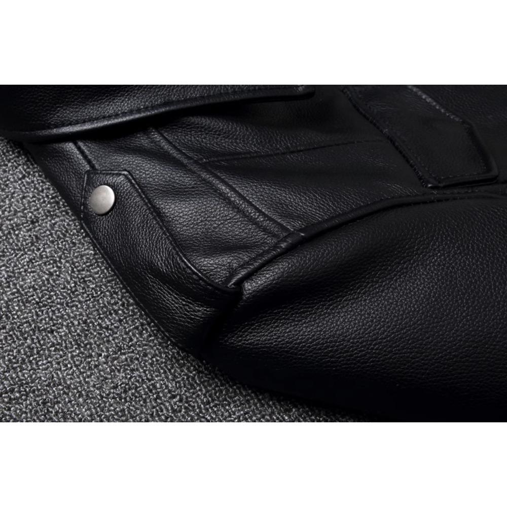 Chinese Size Black Real Cowhide M65 Hunting Leather Jacket Men Genuine Leather Coat Winter Pockets Jackets