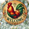 Vintage Chicken Tin Metal Wall Art Farmhouse Welcome Sign Country Rustic Home Kitchen Decor Aluminum Plaque