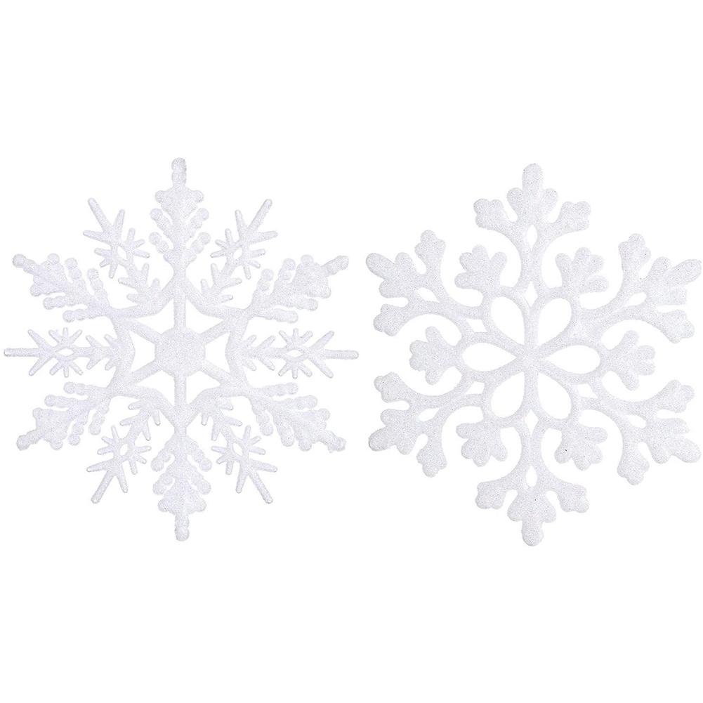 

36pcs Christmas Glitter Snowflower Ornaments Xmas Tree Pendant Decoration white