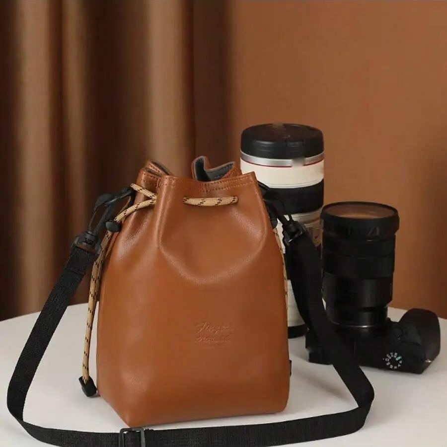 Pu Leather Multifunctional Camera Bag Detachable Crossbody Bag Large Capacity Purse Storage Bag