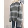 Women's Wool Blend Contrast Stripe Knit Cardigan