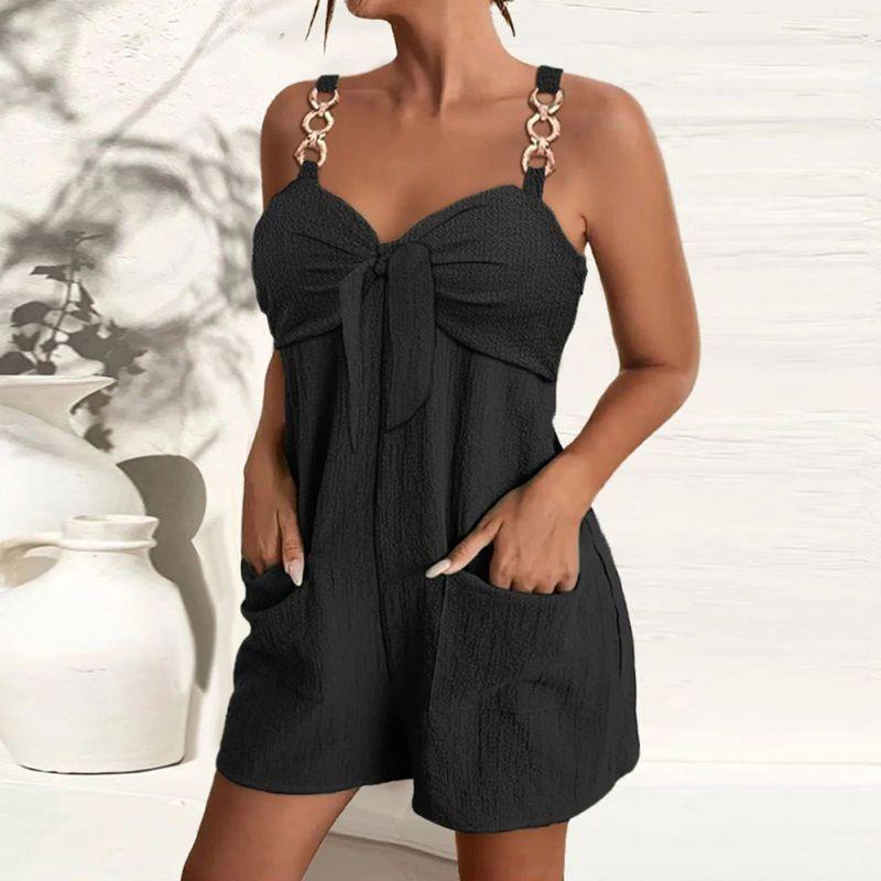 

Short Casual Jumpsuit with Suspenders Loose Sling Short Casual Jumpsuit Black XXL
