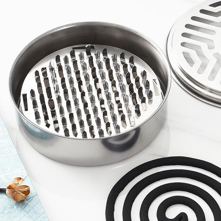 

Mosquito Incense Box With Lid Stainless Steel Fire Proof Anti Scald Home Use Safe Outdoor Portable Ash Tray Holder