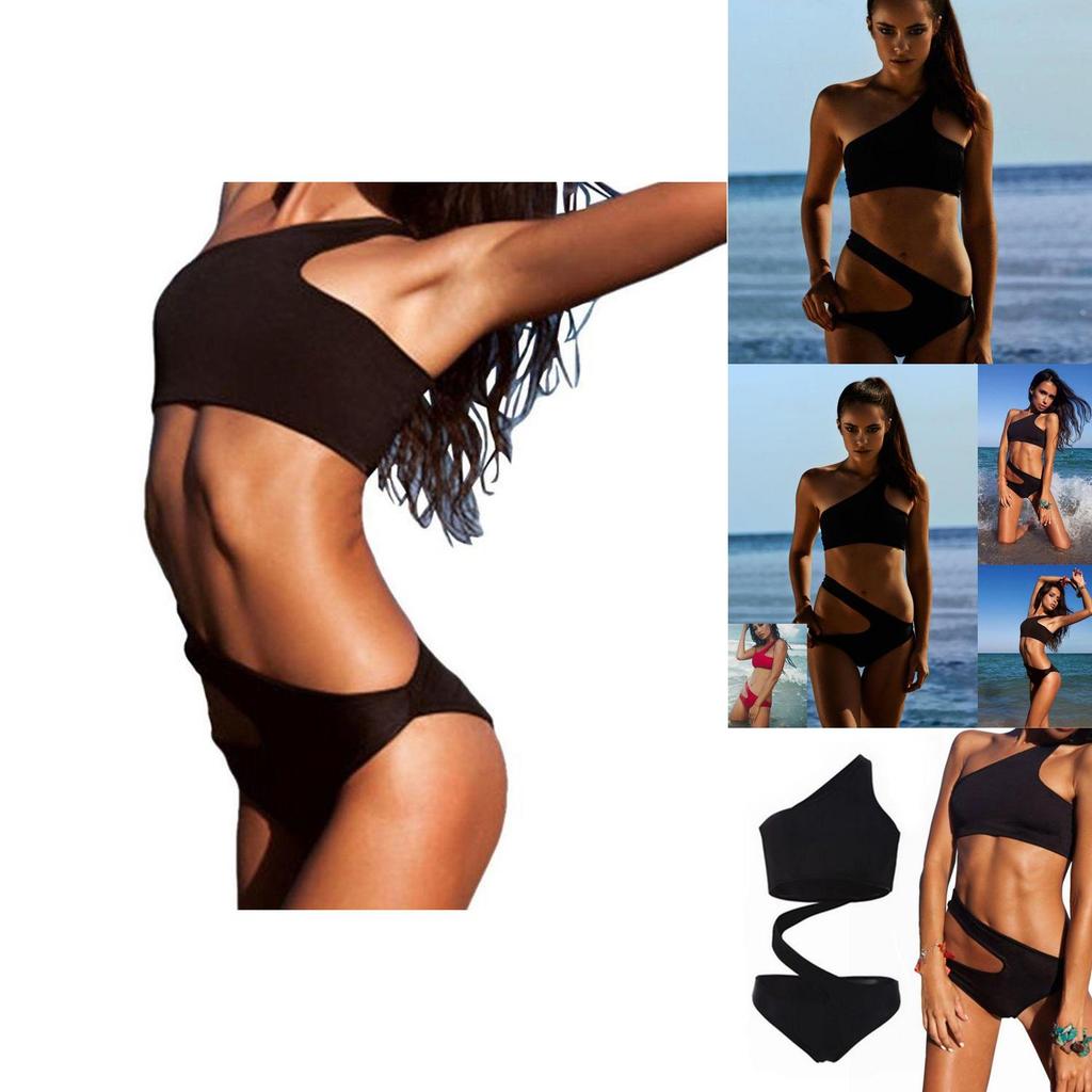 Elegant Sexy One Piece Women Hollow Swimsuit Bikini With Padded Swimwear Shoulder