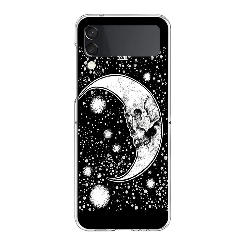 Moon Tarot Cat Aesthetic Clear Phone Case For Samsung Galaxy Z Flip 4 Case Thin High Hard Shell On For Galaxy Z Flip 3 5G Cover