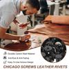 PATIKIL 11mm Chicago Schrauben Leder Leder Sortiert DIY Schwarze Nieten, 120er Pack, Nieten, Stifte, Schrauben, Bolzen, Kit, Basteln, Buchbinden, Dekoration,