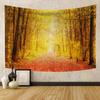 Autumn Forest Tapestry Wall Hanging Natural Fallen Leaves Landscape Hippie Tapestry Colorful Living Room Hanging Wall Tapestry