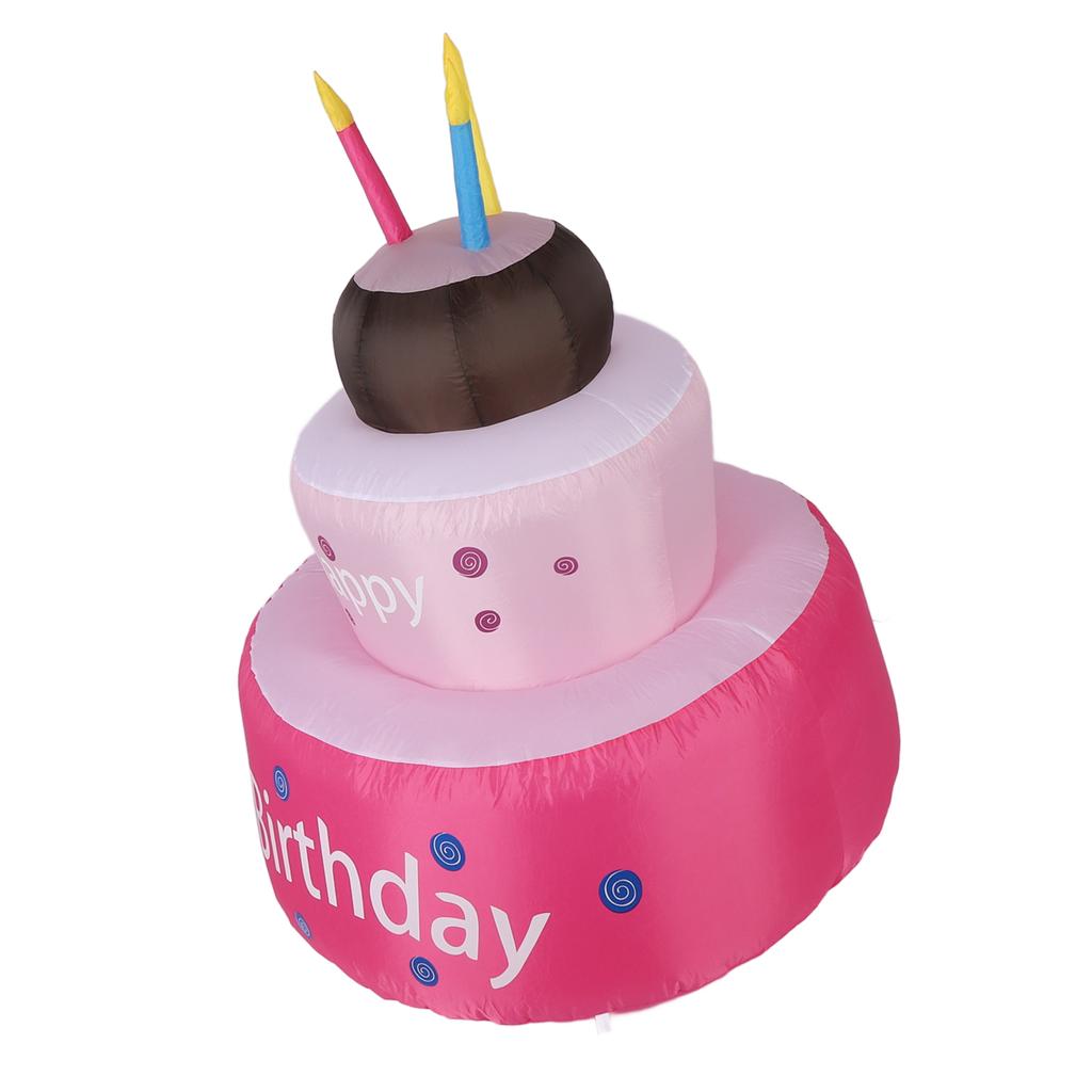 Inflatable Happy Birthday Cake with Candle IP44 Waterproof Birthday Blow Up Yard Decoration with LED Light for Party Yard Garden Lawn US Plug 100-120V