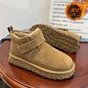 Fleece snow boots new winter cold-proof short tube Velcro thick-soled outdoor cotton shoes to keep warm