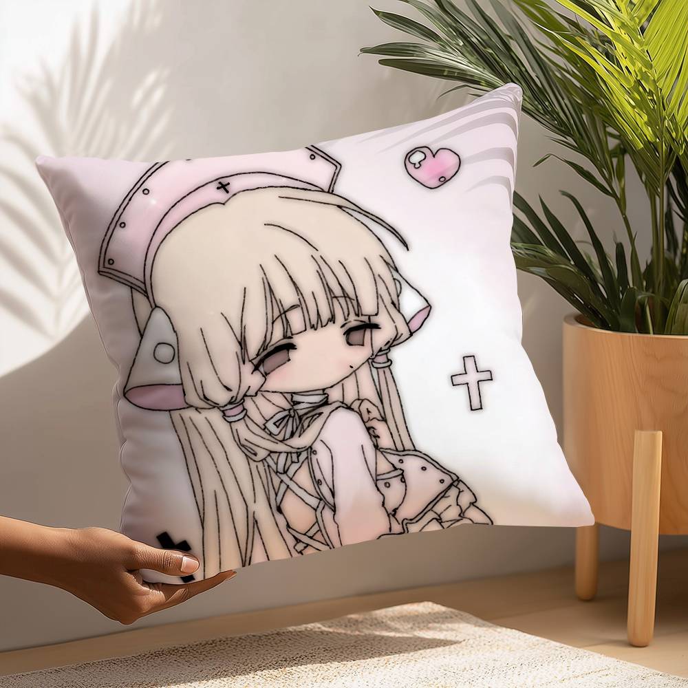 C- Chobits canvas Söt Anime Kuddfodral Plyschtyg Mjukt Kuddfodral Dubbelsidigt Tryck Kuddfodral Hushållspresenter