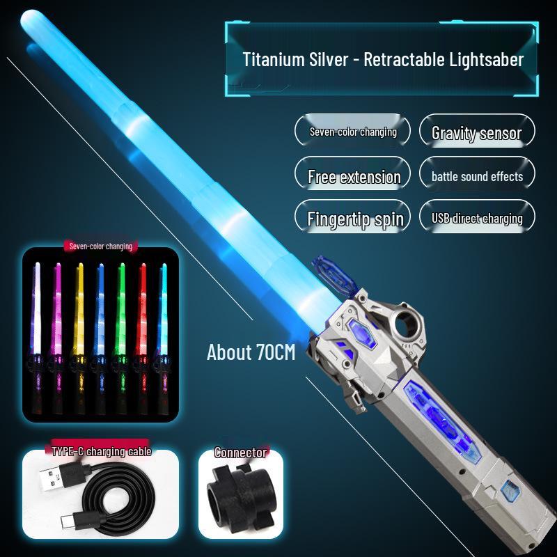 Two-in-One Telescopic Lightsaber Toy for Kids - Luminous Star Wars Laser Sword
