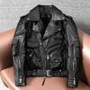 Genuine Cowhide Leather Jacket for Men Motorcycle Biker Coat with Detachable Liner and Armor Pockets