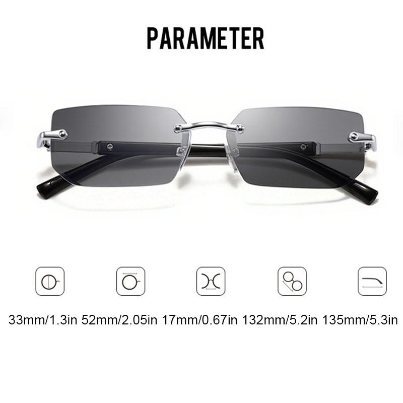 Randlose quadratische Metallbrille Mode Beliebte kleine rechteckige Brille für Damen Herren