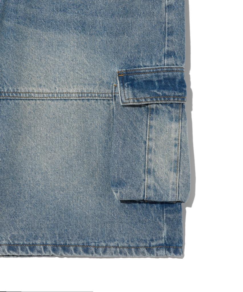 PHYSICAL DEPARTMENT Bermuda Cargo Denim Pants_Vintage Blue
