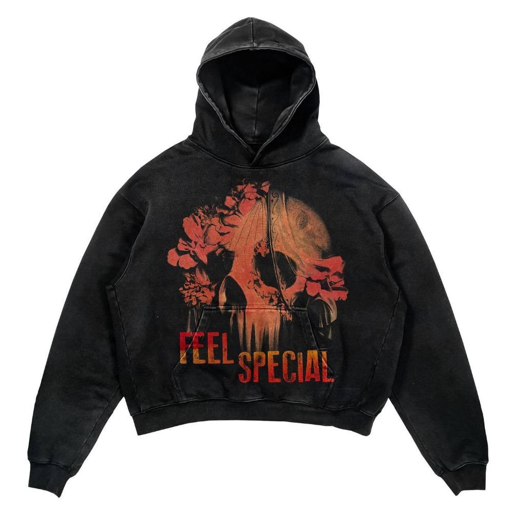 Retro Gothic Graphic Print Hip Hop Hoodie for Men Y2k Grunge Punk Casual Loose Pullover Women Streetwear Sweatshirt Hoodies