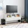 VidaXL Meuble TV blanc 100,5x39x60,5 cm acier, support TV, buffet TV, meuble multimédia, banc TV, armoire hifi, centre de 846547
