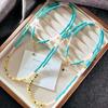 Vintage Design Powder Crystal Artificial Turquoise Sweater Chain Necklace Collarbone Chain