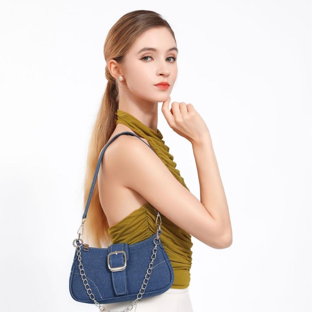 High-end Canvas Small Bag for Women 2025 New Niche Summer Fashion Chain Crossbody Bag Single Shoulder Underarm Bag