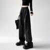 Women's PU Leather High Waist Trousers - Slimming, Versatile, Black with Narrow and Wide Leg Options
