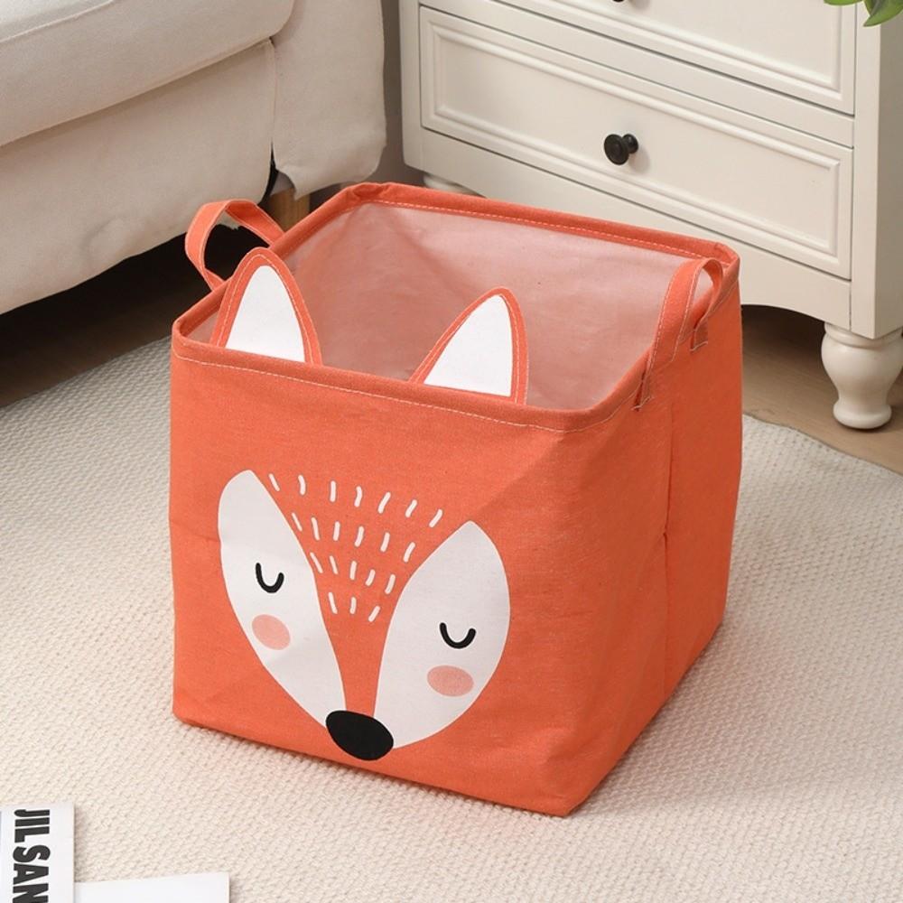 Милая тканевая коробка для хранения игрушек, пылезащитная, многофункциональная, корзина для грязного белья, мультяшная, большая емкость, складная корзина для хранения, для дома оранжевый